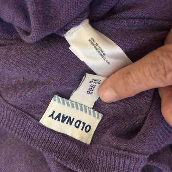Women's Old Navy Purple Lightweight Tunic Long Sleeve Sweater SZ XXL 100% Cotton - Picture 6 of 7